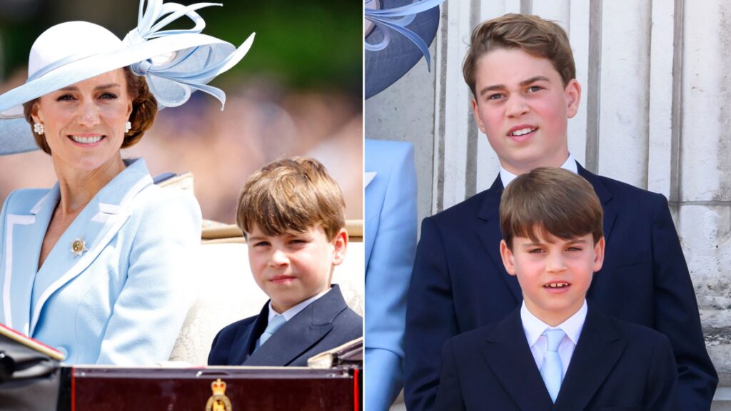 Fans Discover Prince Louis’s Doppelganger in Royal Relative Prince Louis wears a navy blazer with gold buttons and a white shirt with a baby blue tie, which matched brother Prince George and mom Princess Kate's Trooping the Colour outfits
